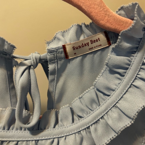 Aritzia Sunday Best Light Blue Raleigh Babydoll Dress Sz Small - Picture 5 of 5